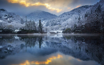 Winter Lake, Winter, sky, nature, lake, cloud HD wallpaper