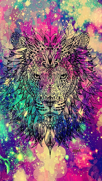 Psychedelic lion, Trippy artwork, Vibrant colors, Mind-bending visuals HD phone wallpaper