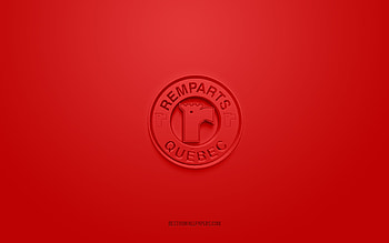 Quebec Remparts, creative 3D logo, red background, QMJHL, Canadian hockey team, USL League One, Quebec, Canada, 3d art, hockey, Quebec Remparts 3d logo HD wallpaper