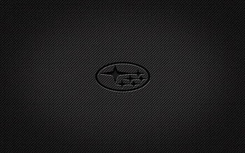 Subaru carbon logo, , grunge art, carbon background, creative, Subaru black logo, cars brands, Subaru logo, Subaru HD wallpaper