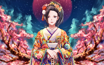 Momo Yaoyorozu, Kimono, My Hero Academia, Manga artwork HD wallpaper