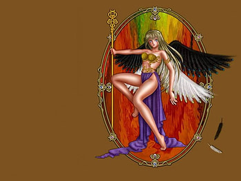 Good and Evil Angel, oval, wings, feathers, evil, angel, good HD wallpaper