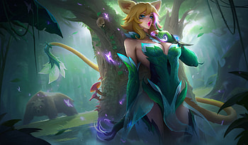 Kitty, fantasy, green, foritis wong, catwoman, forest HD wallpaper