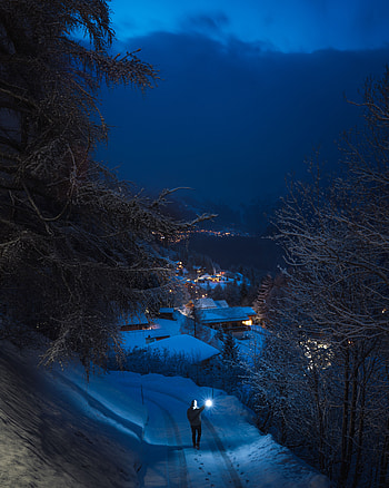 Winter, Nature, Clouds, Snow, Fog, Evening, Stroll, Human, Person HD phone wallpaper
