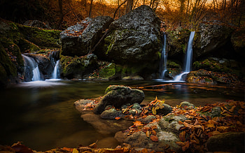 Waterfall, nature, water, stream HD wallpaper