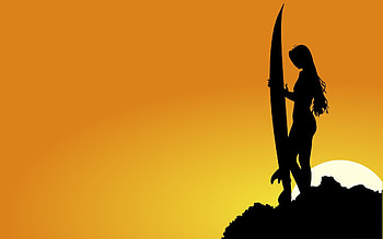 surfer girl sunset wide - /scenic/ /people/surfer_girl_sunset_wide.jpg.html HD wallpaper