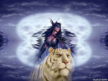 Fantasy, abstract, tiger, girl, woman HD wallpaper