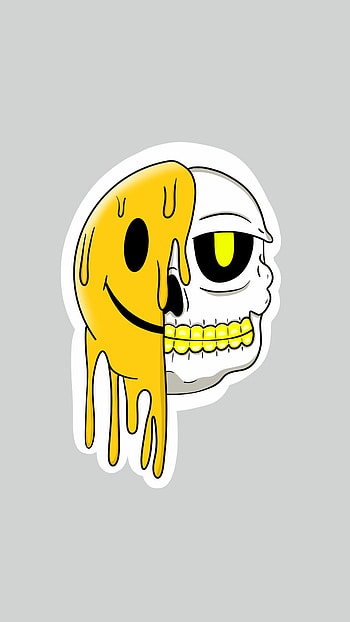 Skull happy, funny, emoji HD phone wallpaper