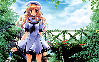 Anime, Smile, Girl, Garden, Pretty, Hose, Greenhouse, Watering, Irrigation HD wallpaper