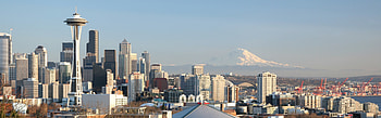 Seattle city, Dual monitors, USA HD wallpaper