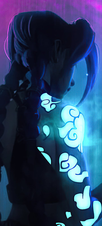 Arcane, blue, league of legends, jinx, anime HD phone wallpaper