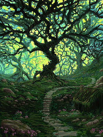 Landscape, Art, Wood, Forest, Tree, Path HD phone wallpaper