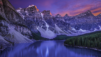 Lake Louise, Moraine Lake at sunset, Twilight's magic, beauty HD wallpaper