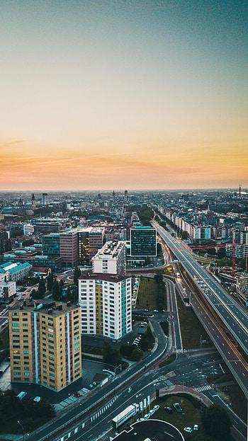 Cities, Architecture, Twilight, City, Building, Road, Dusk HD phone wallpaper