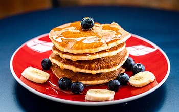 Pancakes, fruit, breakfast, food HD wallpaper