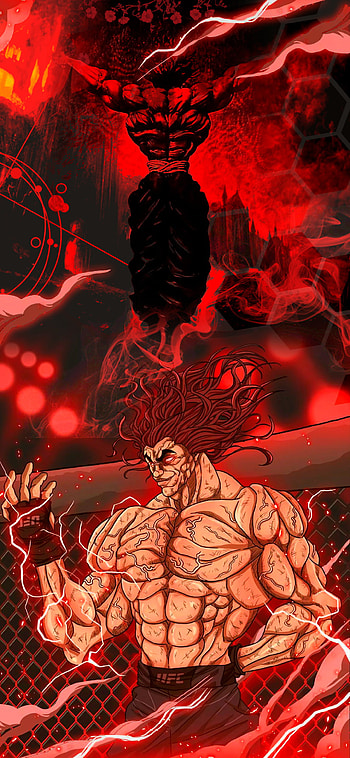 YUJIRO HANMA, baki, ufc, muscule, rojo, epic, pelea, anime, arte HD phone wallpaper