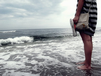 Black Sea, sea, beaches, girl, people, romania, clouds, nature, sky HD wallpaper
