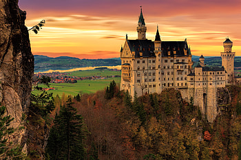 Cities, Architecture, Twilight, Lock, Structure, Dusk, Neuschwanstein HD wallpaper