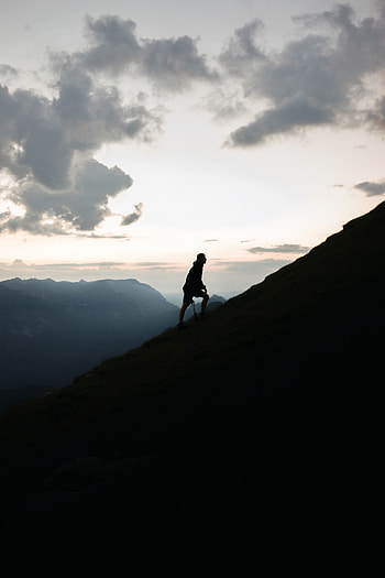 Night, Mountain, Dark, Silhouette, Motivation, Climb, Lift HD phone wallpaper