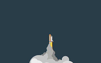 Minimalist, space, rocket, clouds HD wallpaper