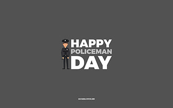 Happy Policeman Day, , gray background, Policeman profession, greeting card for Policeman, Policeman Day, congratulations, Policeman, Day of Policeman HD wallpaper