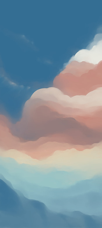 Blue cream sky landscape above colorful clouds, minimalist, sky, artistic, landscape HD phone wallpaper