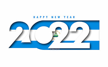 Happy New Year 2022 Nicaragua, white background, Nicaragua 2022, Nicaragua 2022 New Year, 2022 concepts, Nicaragua, Flag of Nicaragua HD wallpaper