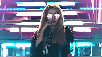 Girl Sunglasses Neon Lights, girls, neon, graphy HD wallpaper