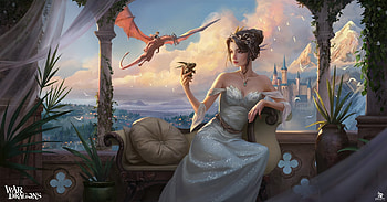 Princess, grafit studio, frumusete, fantasy, dragon, luminos, girl HD wallpaper