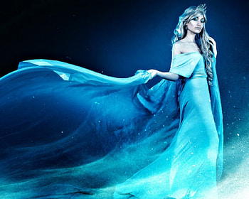 Fantasy girl, blue, crown, fantasy, woman HD wallpaper