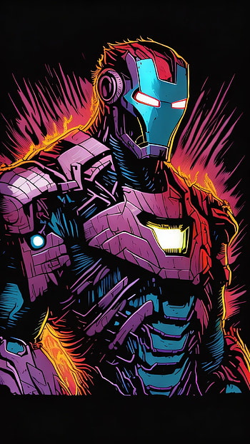 Iron Man, vector, colors, synthwave HD phone wallpaper