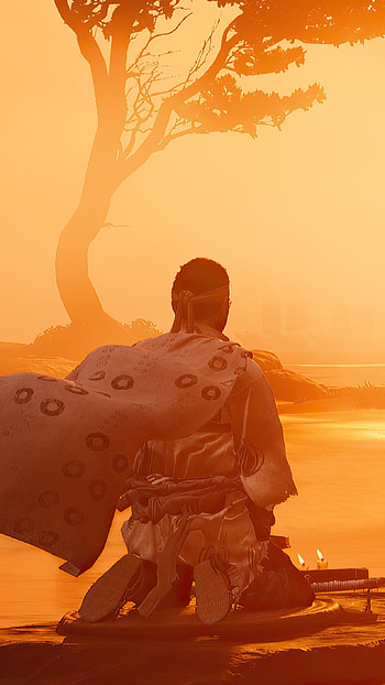 ghost of tsushima, sunset HD phone wallpaper