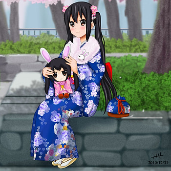 Azu Chan, kimono, yukata, azusa nakano, long hair, beauty, nice, nakoano azusa, adorable, female, k-on, sweet, girl, beautiful, black hair, mon, kawaii, anime girl, azusa, anime, pretty, lovely HD wallpaper
