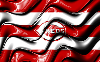 Cincinnati Reds flag, , red and white 3D waves, MLB, american baseball team, Cincinnati Reds logo, baseball, Cincinnati Reds HD wallpaper