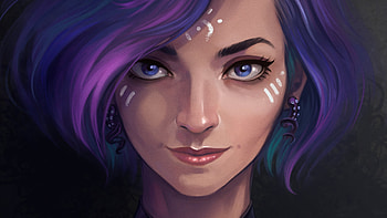 Purple Hair Artistic Girl, purple, artist, artwork, digital-art HD wallpaper
