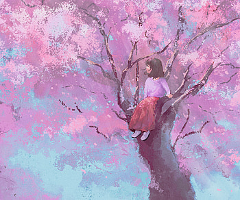 Anime Girl Amidst Cherry Blossom Dreamscape, Anime, girl, anime girl HD wallpaper