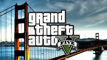 gta v, grand theft auto v, game, bridge, logo HD wallpaper