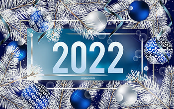 Happy New Year 2022, , Blue Christmas frame, 2022 New Year, Frame with blue Christmas balls, 2022 concepts, New Year 2022, Blue Christmas background, 2022 greeting card HD wallpaper