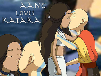 Katara and Aang Love, cute, kissing, stuff, love HD wallpaper