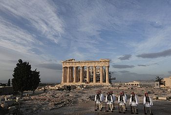 Presidential Guards, Parthenon, Athens, Greece HD wallpaper