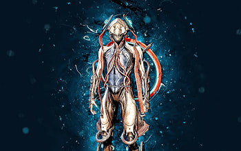 Nezha, , blue neon lights, Warframe, RPG, Warframe characters, Nezha Build, Warframe Builds, Nezha Warframe HD wallpaper