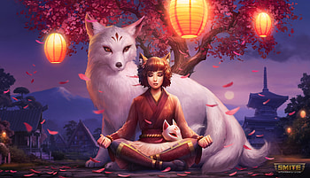 Elf girl, Smite, video game, meditation HD wallpaper