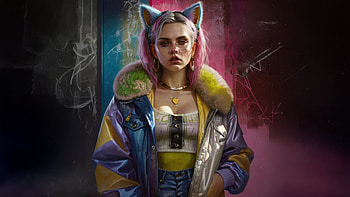 Cyberpunk Neon Cat Girl, cyberpunk, artist, artwork, art, digital-art, deviantart HD wallpaper