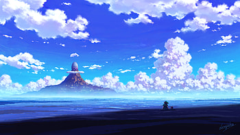 Anime Scenery Sitting , anime-girl, anime, artist, artwork, digital-art HD wallpaper