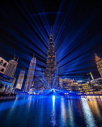 Burj khalifa, sky, body of water HD phone wallpaper
