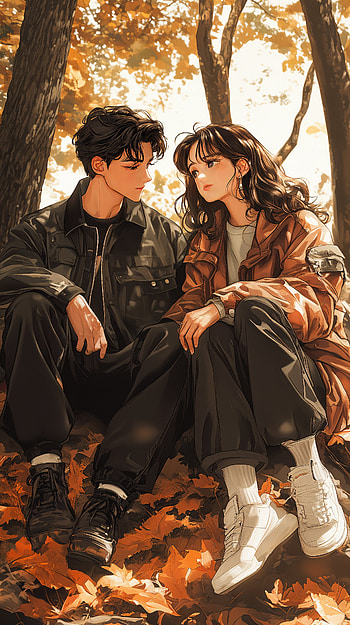Anime Couple in Autumn: Perfect , Anime, anime couple, couple, Autumn, romance, autumn anime HD phone wallpaper