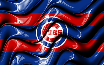 Chicago Cubs flag, , blue and red 3D waves, MLB, american baseball team, Chicago Cubs logo, baseball, Chicago Cubs HD wallpaper