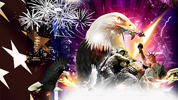 Celebrating Independence, eagle, 4th of July, Independence Day, bright, bright lights, dom, fireworks, dove, city, USA, soldiers, flag, liberty, Statue of Liberty, United States of America, peace, constitution, chains HD wallpaper