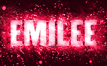Happy Birtay Emilee, , pink neon lights, Emilee name, creative, Emilee Happy Birtay, Emilee Birtay, popular american female names, with Emilee name, Emilee HD wallpaper