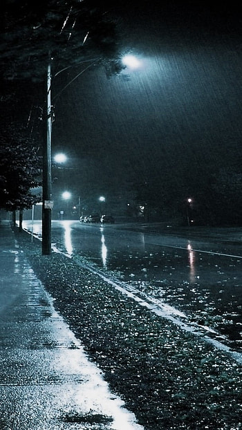 Full Black Colour, Rain Night HD phone wallpaper